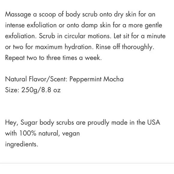 NIB Hey, Sugar Peppermint Mocha Body Scrub, Limited Edition Holiday Scent 8.8oz - Picture 4 of 9